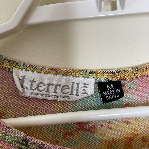 Vtg Yellow Colorful Sheer Mesh Flower Paisley Graphic Baby T Shirt Y2K Fairy M - Picture 6 of 9